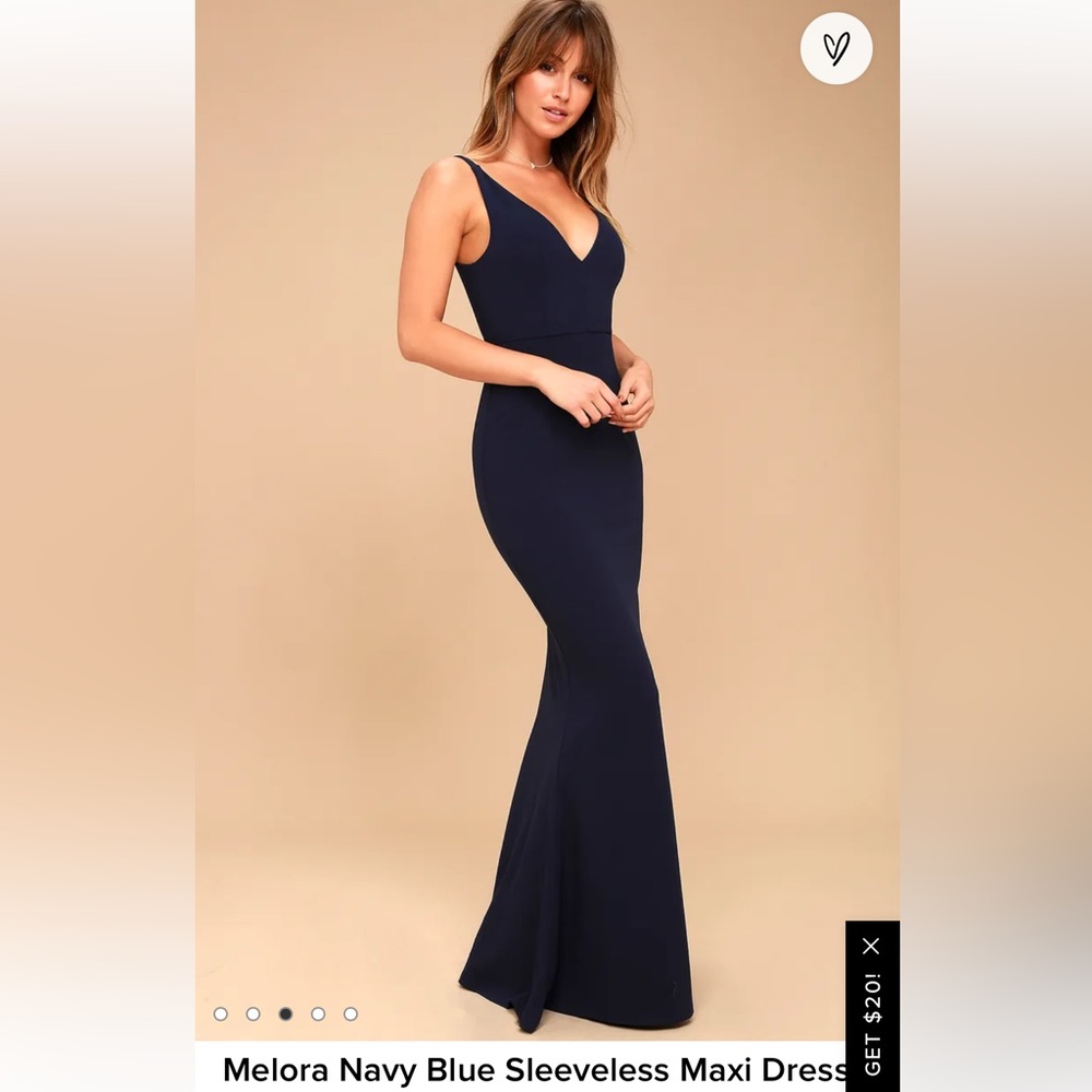 Lulus XS Navy Melora V-Neck gown NWT
